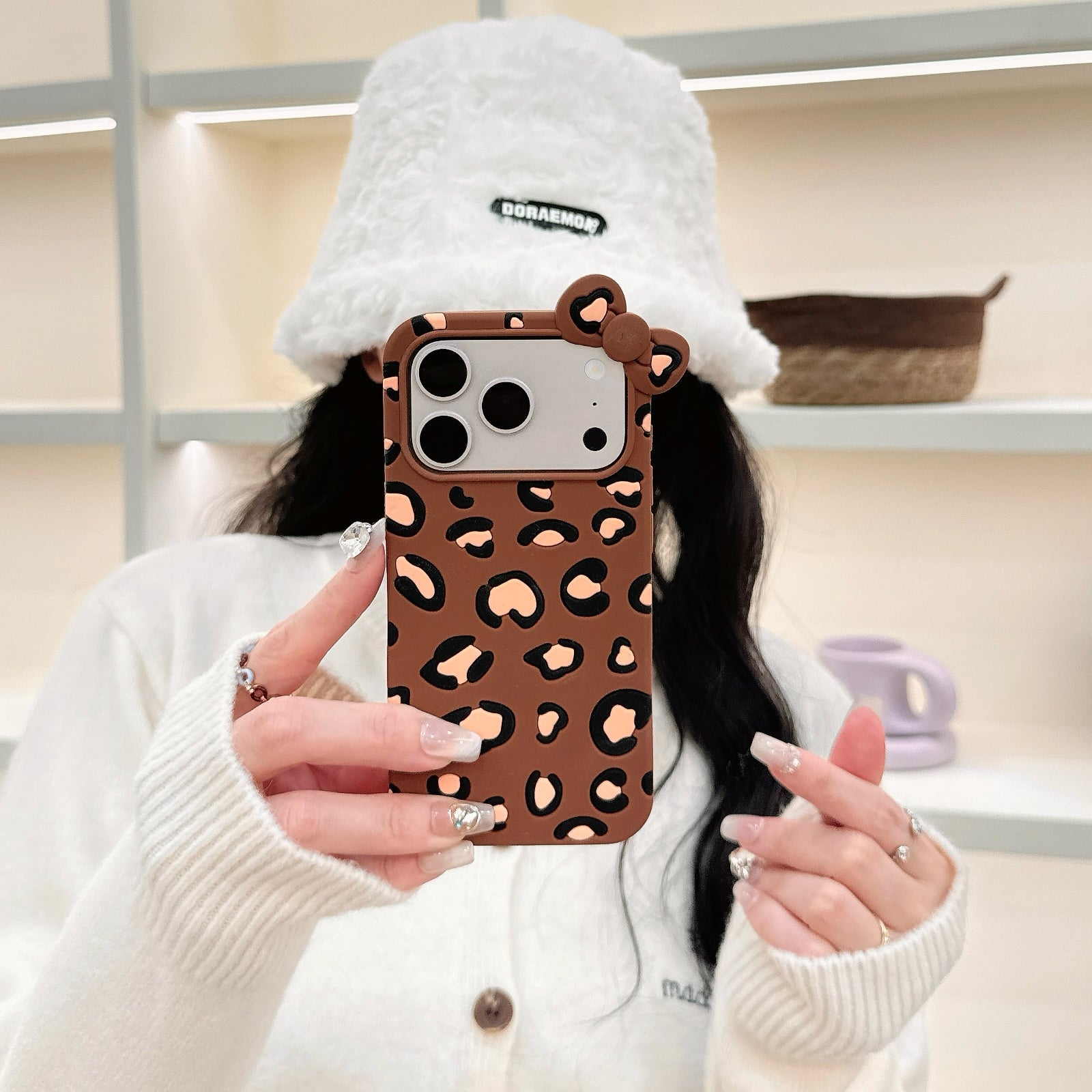 Kitty Leopard Print Silicone Phone Case