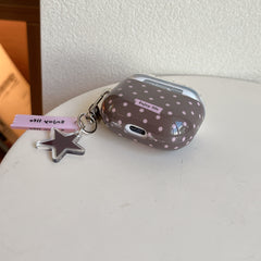 Brown and pink polka dot bear AirPods earphone case