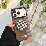 Load image into Gallery viewer, Brown, orange and blue wavy magnetic film phone case