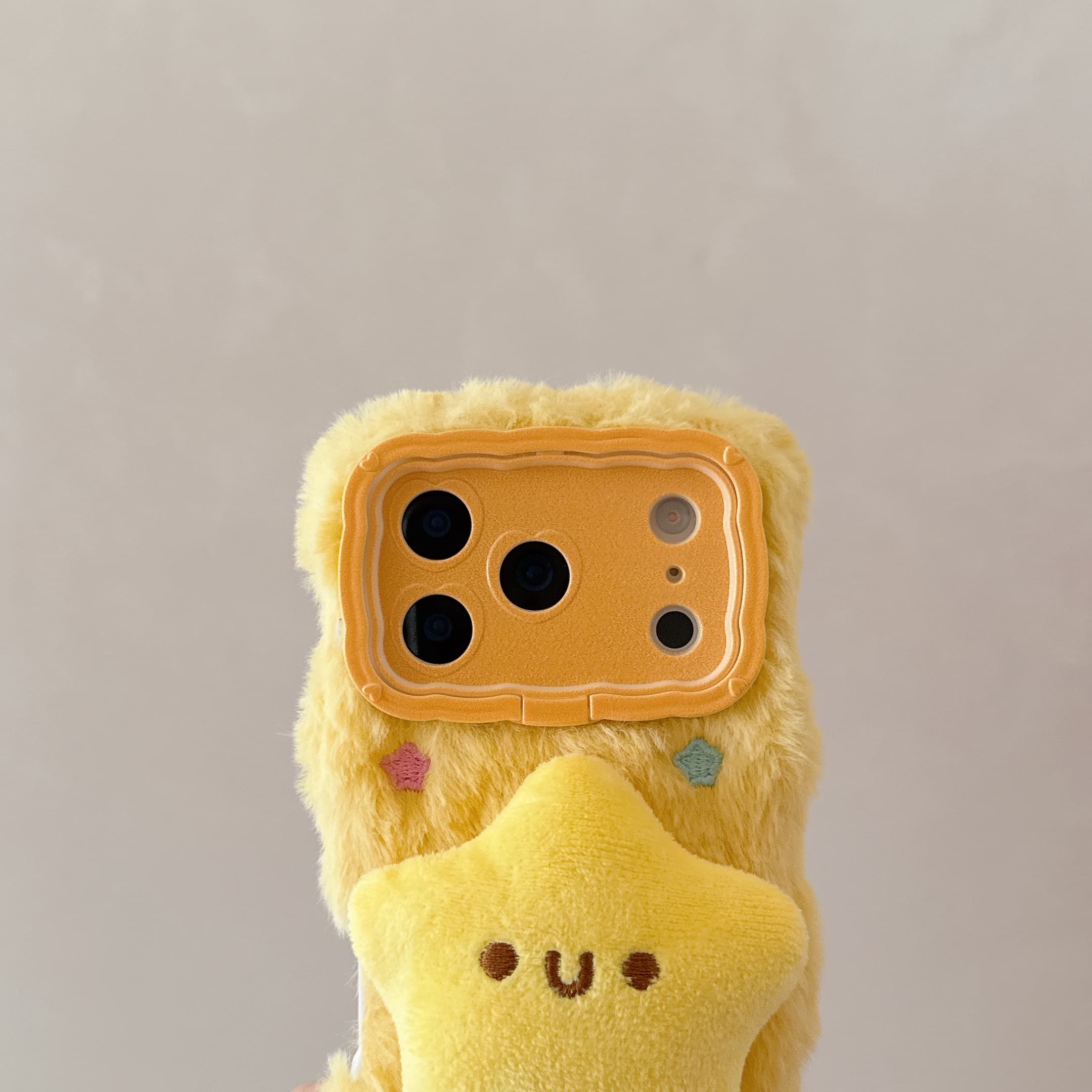 Cartoon plush 3D yellow star phone case