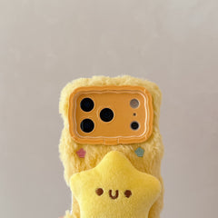 Cartoon plush 3D yellow star phone case