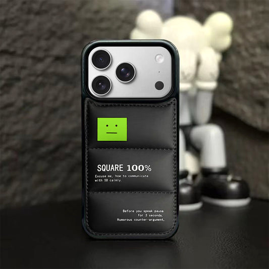 Square Face Puffer Phone Case for iPhone 13-17 Pro Max