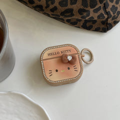 Retro brown Kitty magnetic earphone case