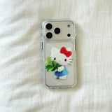 Load image into Gallery viewer, Kitty round-edged airbag double-sided phone case with pomelo leaf design