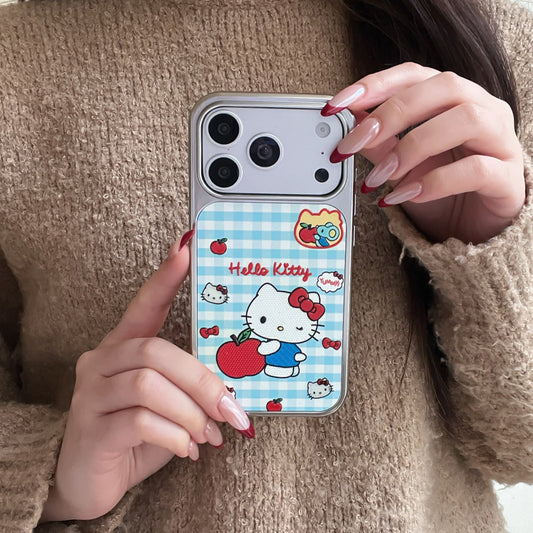 Retro Plaid Kitty Case: Slim Shockproof Protective Series for iPhone 13-17 Series | Aesthetic Checkered Pattern