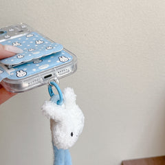 Blue and white polka dot Miffy rabbit phone case