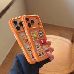 Orange-edged retro stamp Miffy round-edged phone case