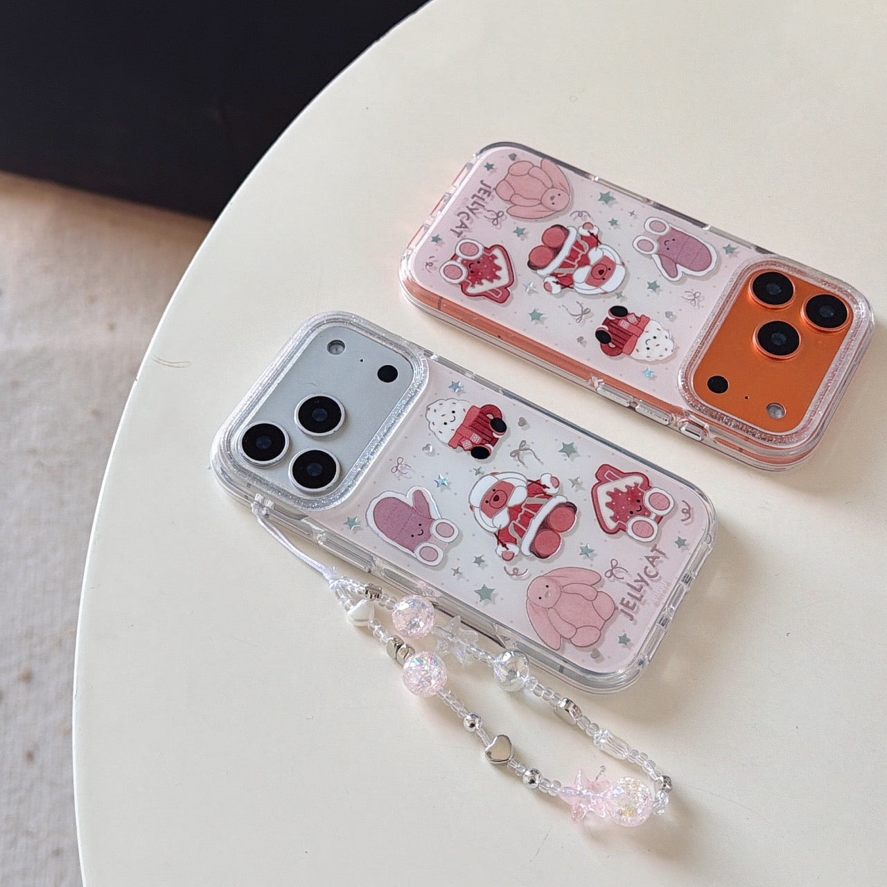 Pinkish-brown winter jellycat gold-plated rounded edge phone case