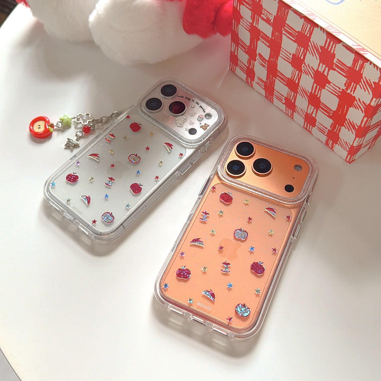 Colorful star pattern multiple Apple logo round-edge iPhone case