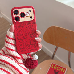 Red Striped Kitty Pony Phone Case for iPhone 14-17 Pro Max - Cute Playful Design - Playfulcase
