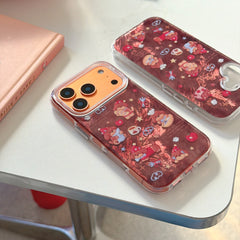 Brown plush red apple dachshund puppy anti-drop phone case