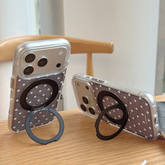 Chic Semi-Transparent Black Polka Dot Case with Integrated Stand