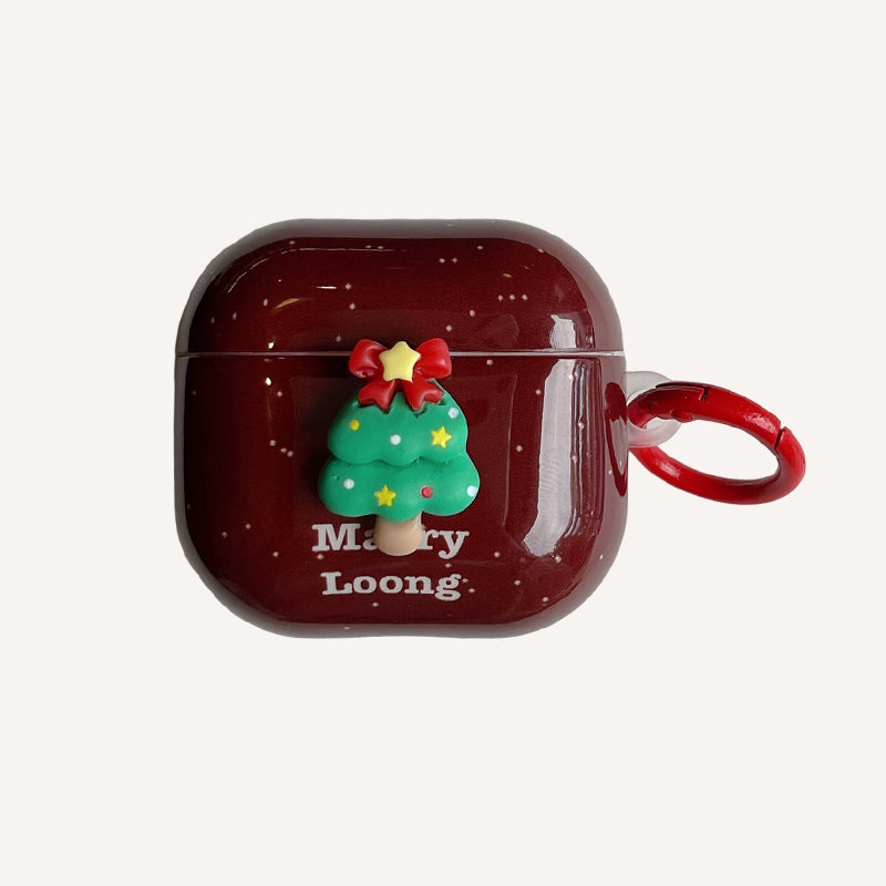 Red splatter ink 3D Christmas tree headphone cover