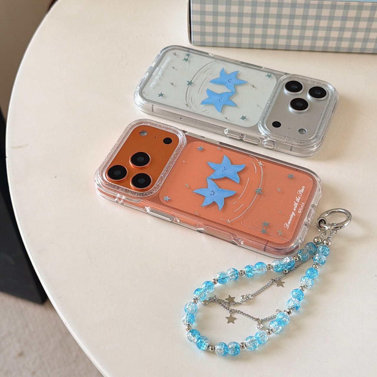 Two dancing blue star rounded phone cases