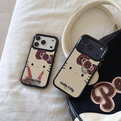 Leopard print bow Kitty mirrored rounded edge space shell