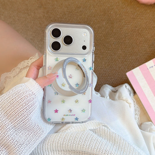 Aesthetic Colorful Stars iPhone Case with 360° Rotating Kickstand