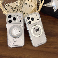 Winter Snowflake Black Cat and White Dog Phone Case