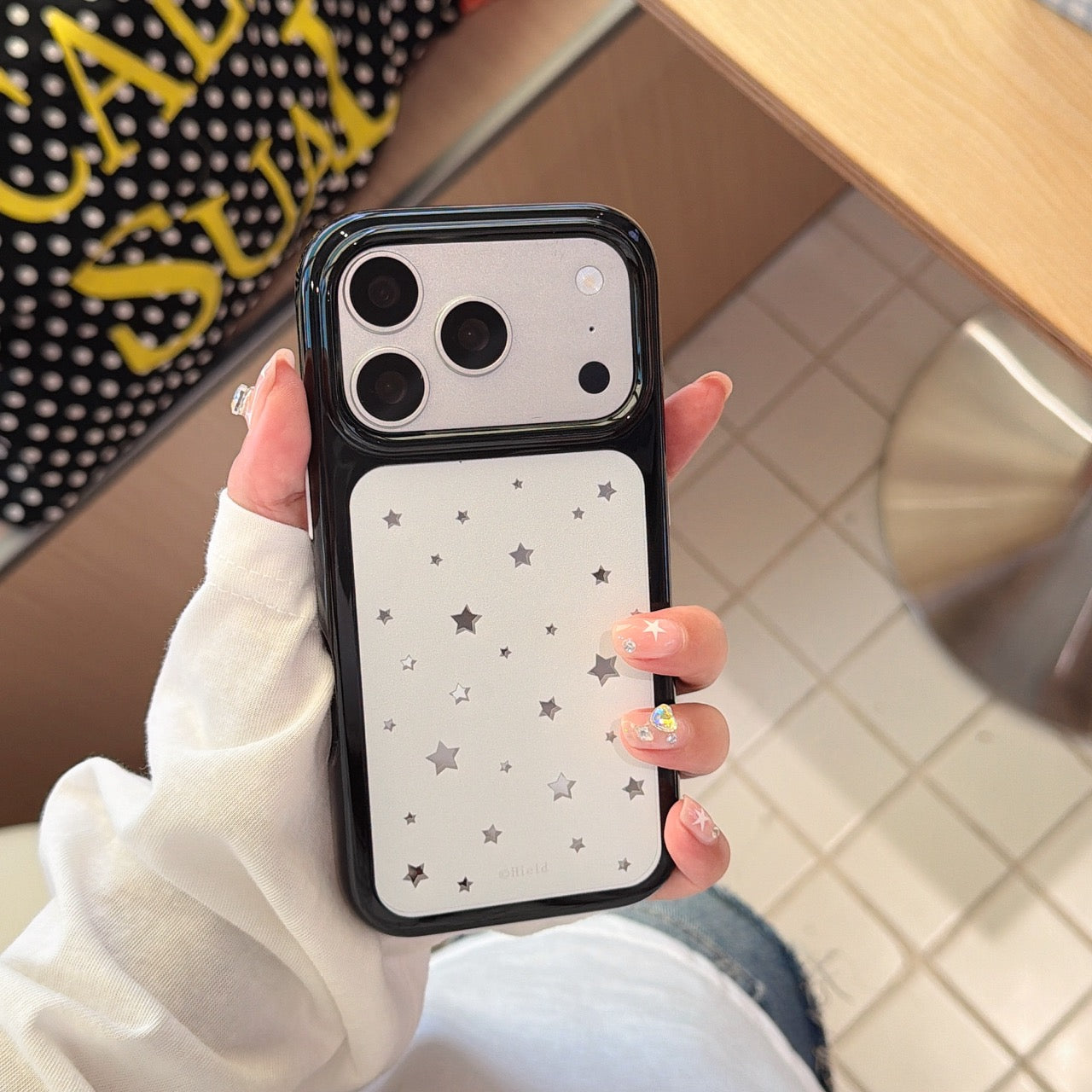 Celestial White Starfield Mirror Case | Y2K Reflective Space Shell
