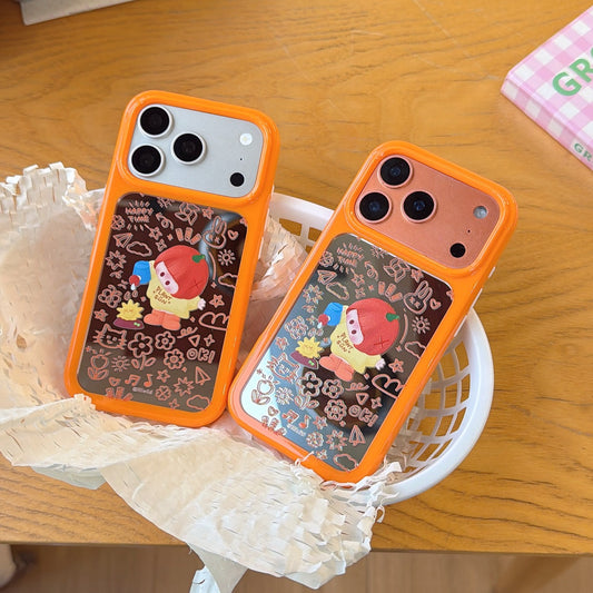 Vibrant Orange Floral Yoyo-chan Mirror Case | Trendy Y2K Mirror Shell