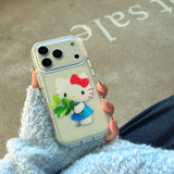 Load image into Gallery viewer, Kitty round-edged airbag double-sided phone case with pomelo leaf design