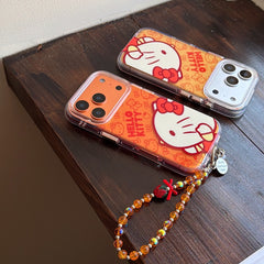 Orange-toned Kitty side profile rounded airbag phone case