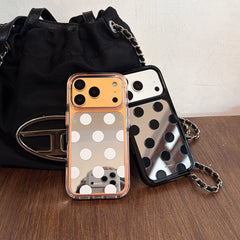 Bold Black & White Polka Dot Mirror iPhone Case | Y2K Space Shell