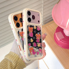 Doodle Star & Strawberry Rilakkuma Case: Protective Kawaii Series for iPhone 13-17 Series