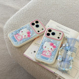 Load image into Gallery viewer, Snowflake hugging a snowman Kitty rounded 3D leather texture phone case