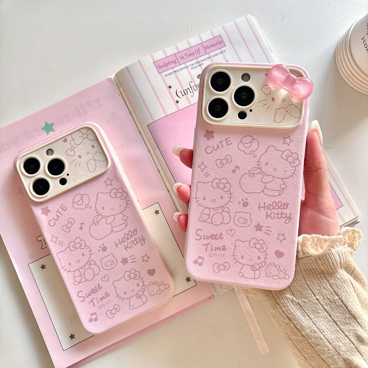 Foundation Music Symbols Apple Hello Kitty Large Window Leather Phone Case