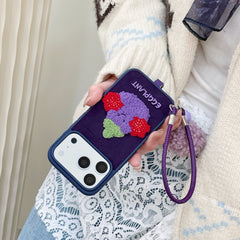 Embroidered Jellyca smiley eggplant phone case