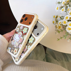 Floral Bear & Kitty Mirror iPhone Case | Y2K Space Shell Edition