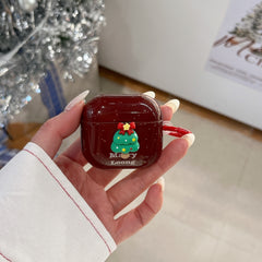 Red splatter ink 3D Christmas tree headphone cover