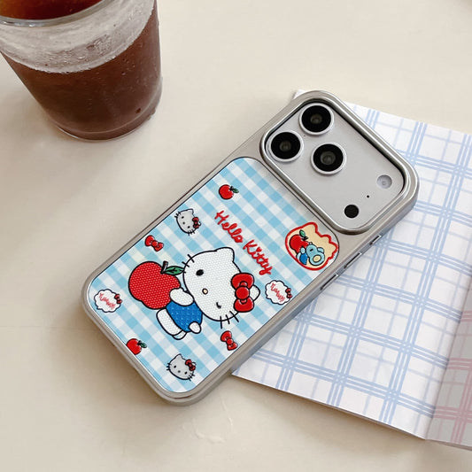 Retro Plaid Kitty Case: Slim Shockproof Protective Series for iPhone 13-17 Series | Aesthetic Checkered Pattern