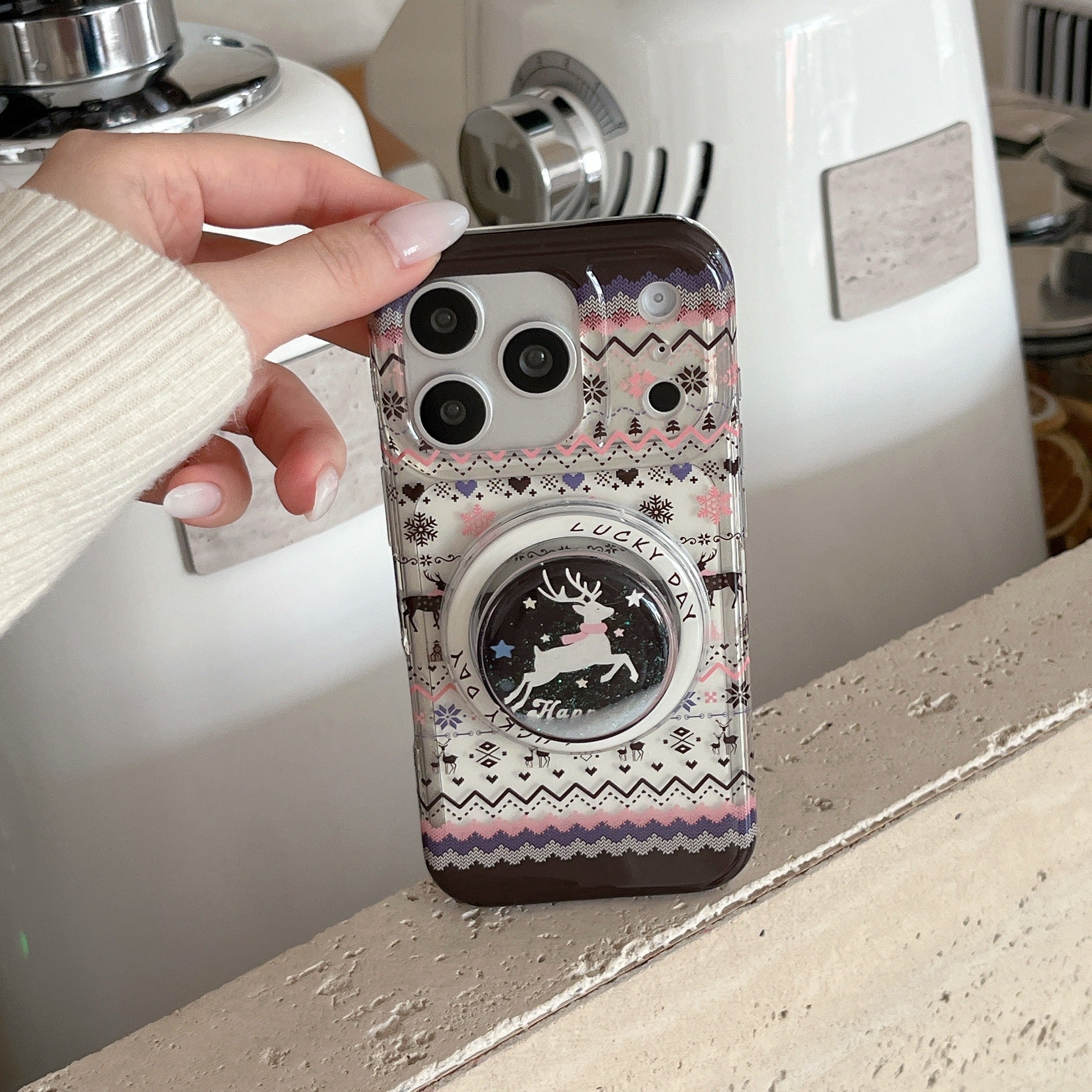 Fair Isle quicksand deer magnetic phone case
