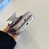 Load image into Gallery viewer, Brown, blue, and white striped phone case with magnetic stand