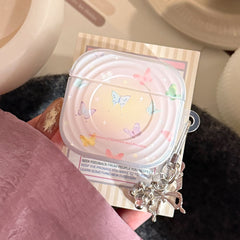 Semi-transparent purple iridescent butterfly pattern wave-shaped earphone cover