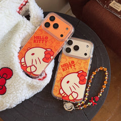 Orange-toned Kitty side profile rounded airbag phone case