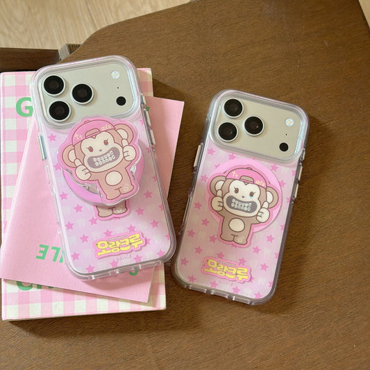 Pink Star Monkey Aesthetic iPhone Case | Y2K Streetwear Style