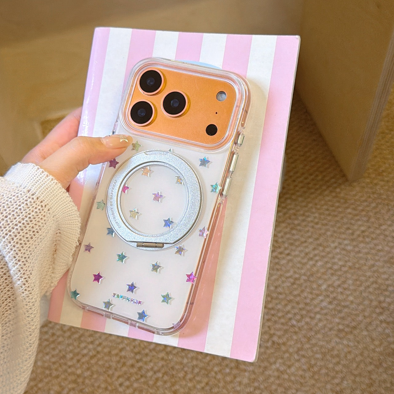 Aesthetic Colorful Stars iPhone Case with 360° Rotating Kickstand