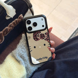 Load image into Gallery viewer, Leopard print bow Kitty mirrored rounded edge space shell