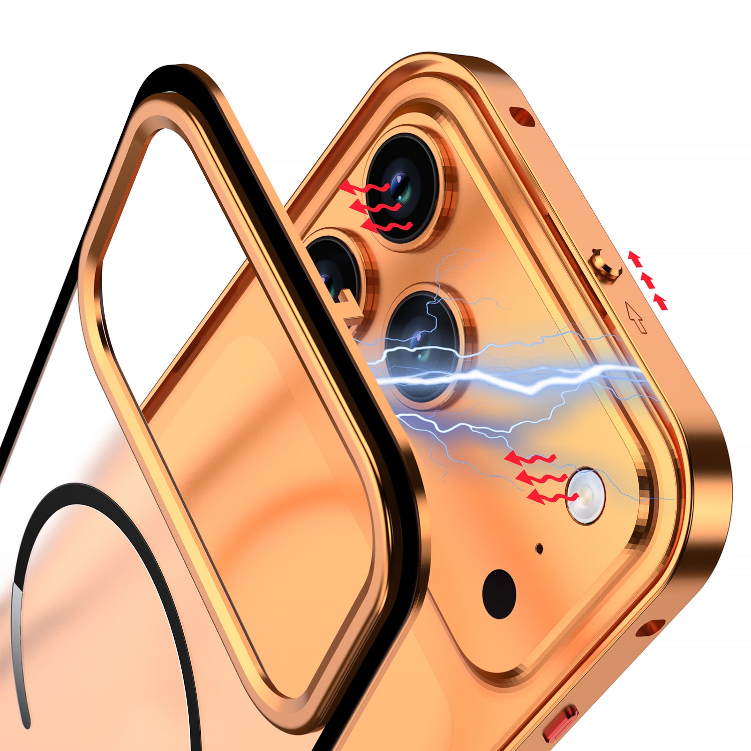 Metal frame magnetic buckle protective case for Apple phones