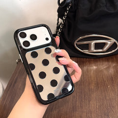 Bold Black & White Polka Dot Mirror iPhone Case | Y2K Space Shell