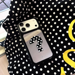 Quirky Polka Dot Question Mark Mirror Case | Unique Aesthetic Shell