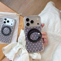 Chic Semi-Transparent Black Polka Dot Case with Integrated Stand