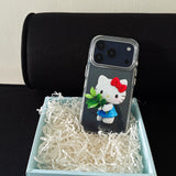 Load image into Gallery viewer, Kitty round-edged airbag double-sided phone case with pomelo leaf design
