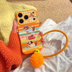 Colorful striped three dachshund phone case