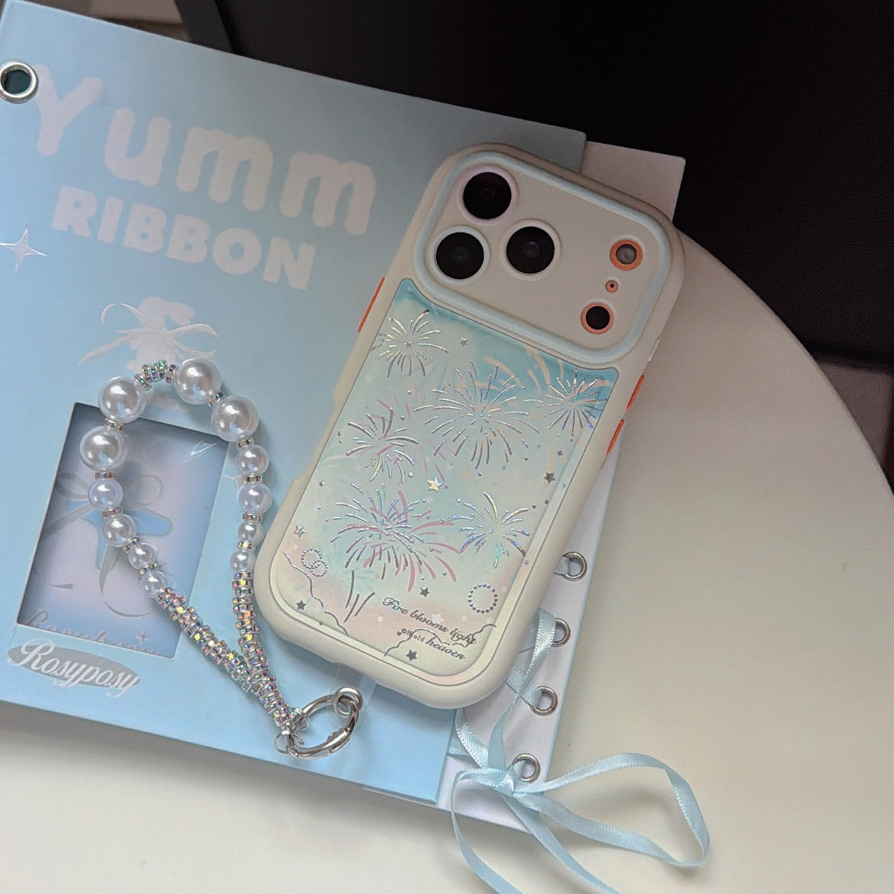 Sparkling Fireworks Textured Leather Phone Case for iPhone 17 Pro