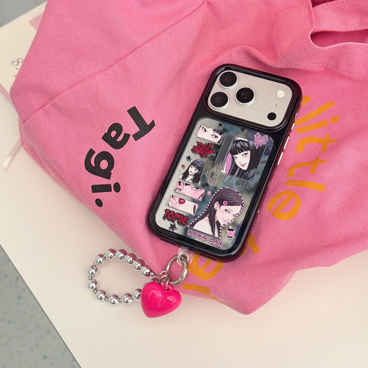 Pink Gothic Tomie Horror Aesthetic Case | Y2K Mirror Space Shell