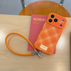 Simple orange diamond pattern large window phone case