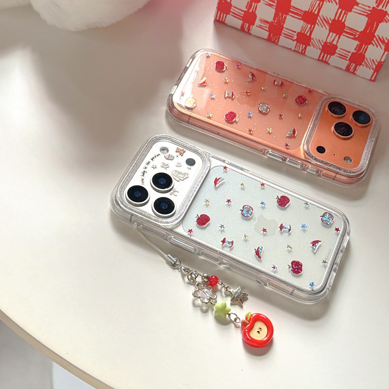 Colorful star pattern multiple Apple logo round-edge iPhone case